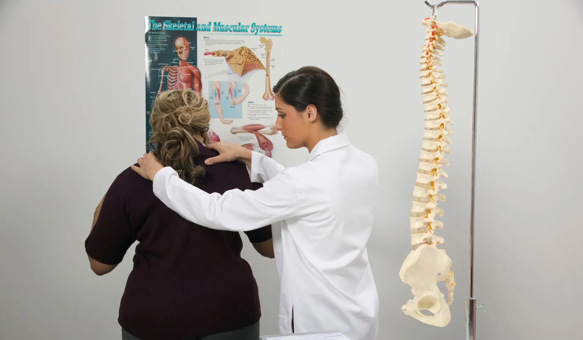Chiropractor performing adjustment on patient showing professional care